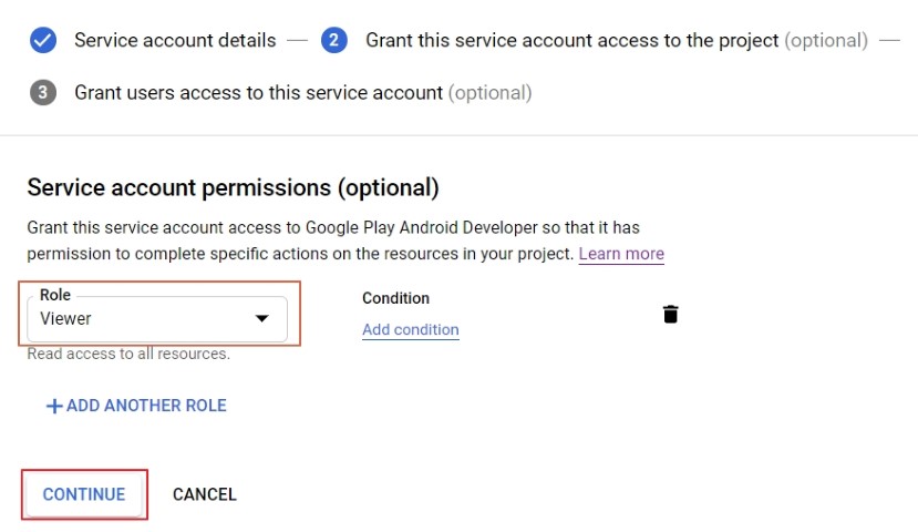 Google Console - Viewer role