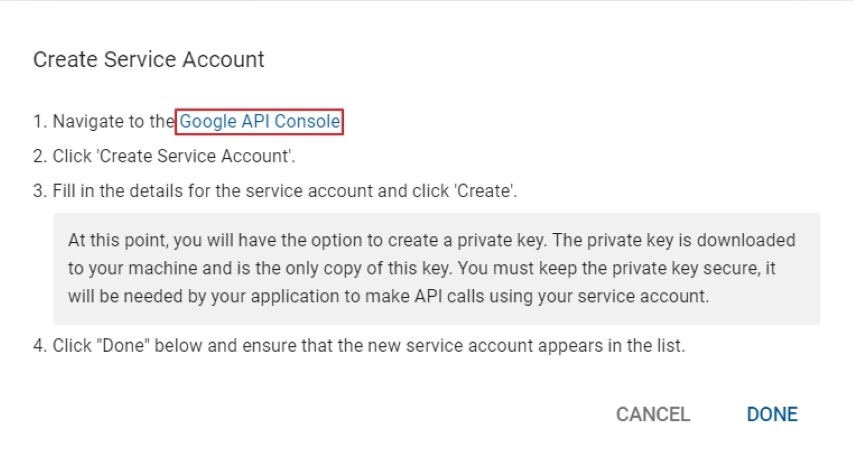 Google Play - go to API console